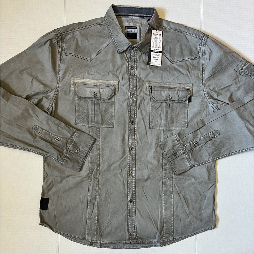 ZIMEGO - Men's Stretch Flex Slim Color Washed Button Shirt - XX-Large 2XL -NEW!
